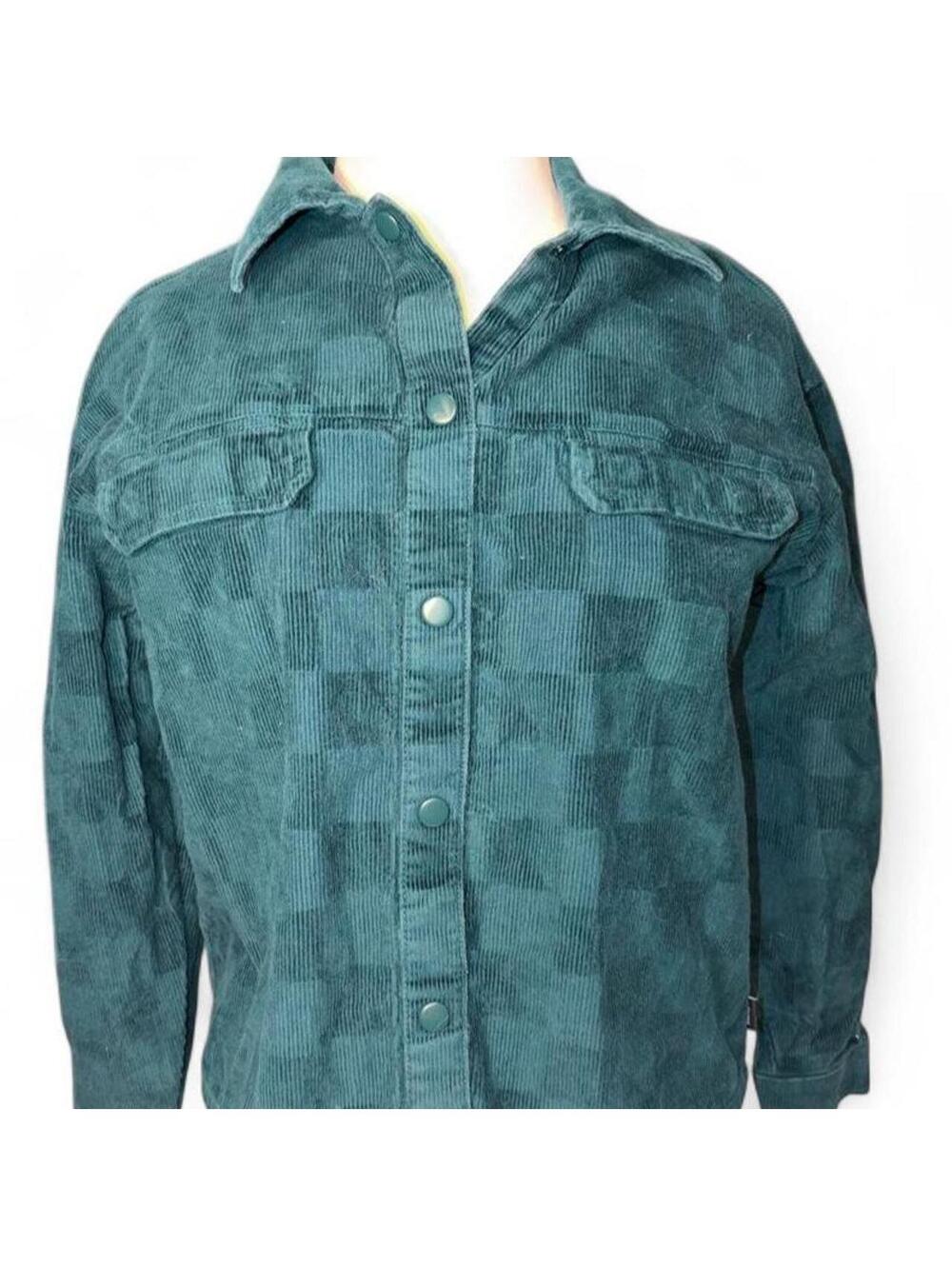 Vans "Check It Out" Teal Green Checkerboard Corduroy Shacket Jacket - Size XS